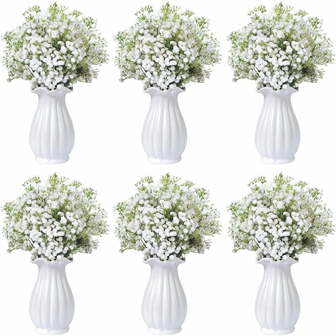 Oulores 100PC Baby Breath Artificial Flowers - Babies Breath Flowers Artificial Bulk Faux Flowers Bouquet White Flores Rea...