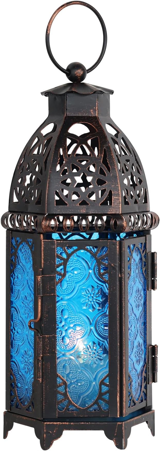 NEEDOMO Hanging Moroccan Lantern, 11'' Vintage Candle Holder, Metal Lanterns Decorative Indoor Outdoor, Table, Patio, Porc...