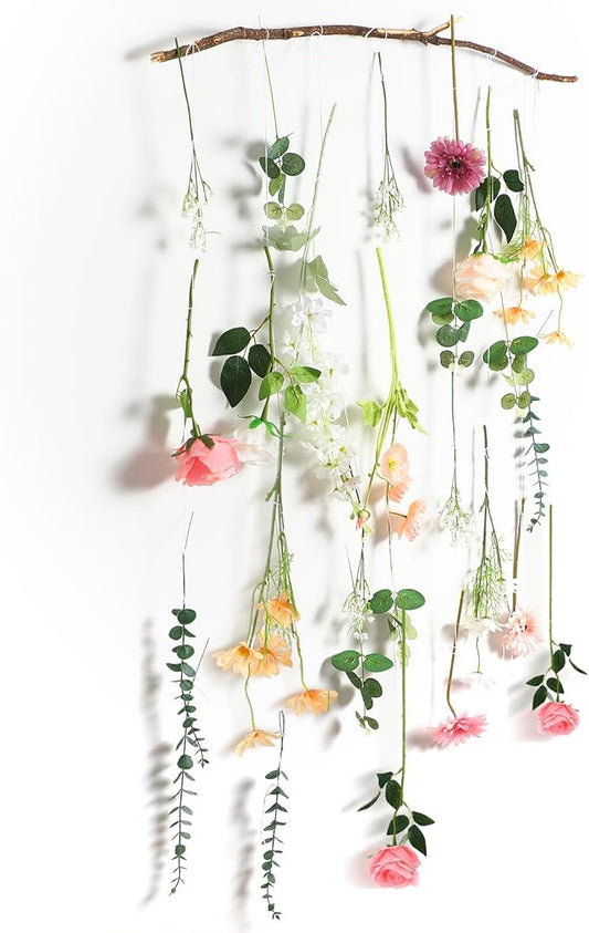 Hoteam 26 Pcs DIY Wildflower Garland Artificial Hanging Flower Backdrop Set Fake Rose Poppy Wild Flower Decor from Ceiling...