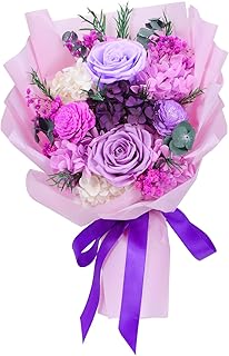 Preserved Flowers Bouquet, Vilante Natural Long Lasting Preserved Flowers Bouquet with Gift Box Forever Flowers Bouquet Pu...