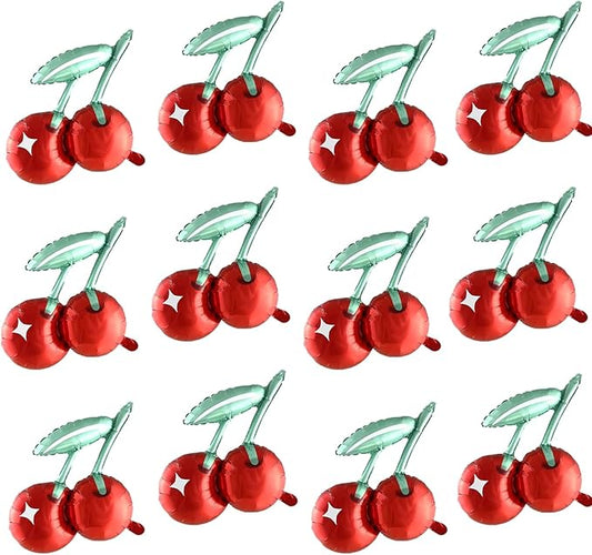 Gallasy 12pcs Cherry Balloon, 21inch Foil Cherry Fruit Balloon for Birthday, Baby Shower, Gender Reveal Party Decoration, ...