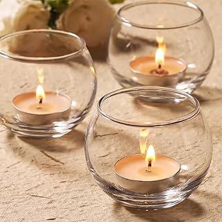 Volens 24PCS Clear Votive Candle Holders for Table Centerpieces, 2''×2'' Round Glass Tealight Candle Holders Bulk for Wedd...