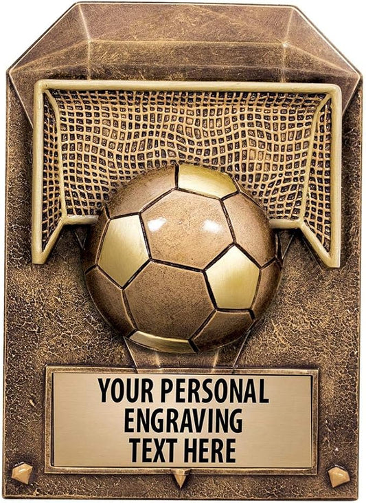 Crown Awards 6.25" Soccer Diamond Series Sculpture, Custom Resin Soccer Trophies with Personal Engraving