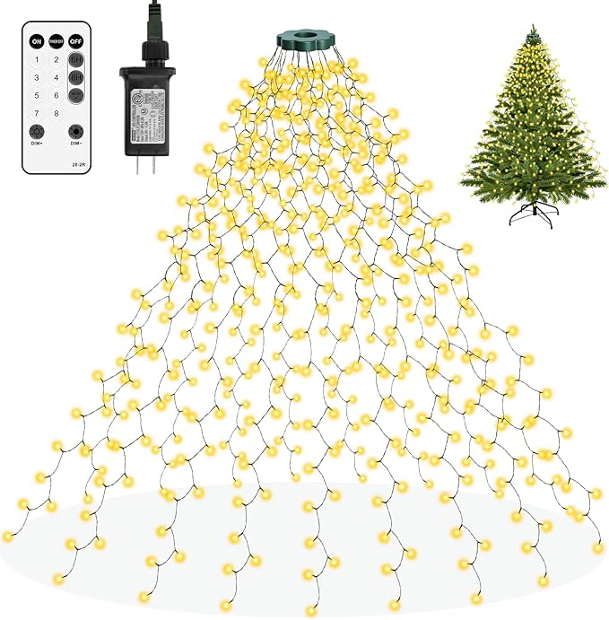 LUSARRYWILL Christmas Tree Lights, 400 LED Christmas String Lights with Ring for Tree, 6.6FT x 16 Lines Fairy Lights for I...