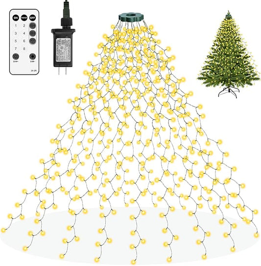 LUSARRYWILL Christmas Tree Lights, 400 LED Christmas String Lights with Ring for Tree, 6.6FT x 16 Lines Fairy Lights for I...