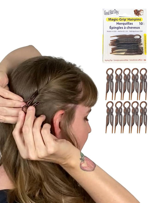 Good Hair Days Hair Pins - 2 1/2" Plastic, U-shaped Magic Grip Hairpins, Strong Durable Pins For Fine, Thick & Long Hair, ...