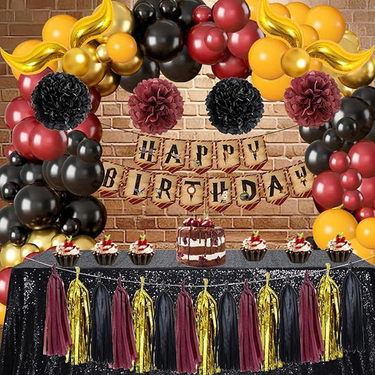 Magical Wizard School Birthday Party Decoration Include Magic Wizard School Balloon Arch Kit, Tassel Flower Ball for Magic...
