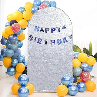 Eternal Beauty 7.2 FT Arch Backdrop Covers Sequin Backdrop Silver Arch Cover for Wedding Party Birthday Flower Balloon Stand