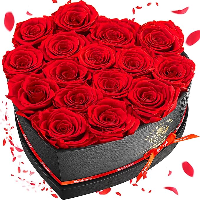 Impouo 16-Piece Preserved Rose Birthday Gifts for Women, Eternal Rose Preserved Flowers for Delivery Prime Mothers' Day, V...