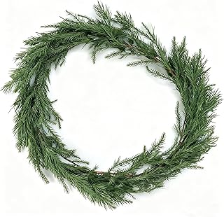 6 Ft Artificial Norfolk Pine Garlands, Realistic Christmas Garland for Mantle, Real Touch Cedar Garland for Table, Stairs,...