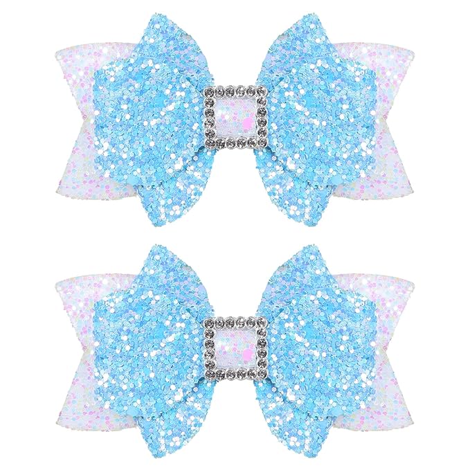 Glitter Hair Bow Clips 3.5 Inch Sweet Hairpins Girls Teens Sparkly Hair Accessories for School Birthday Holiday Party Deco...
