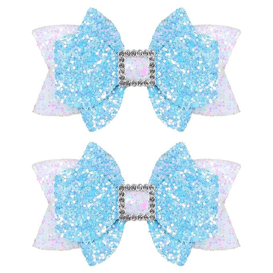 Glitter Hair Bow Clips 3.5 Inch Sweet Hairpins Girls Teens Sparkly Hair Accessories for School Birthday Holiday Party Deco...
