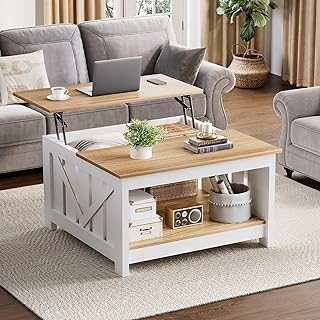 FABATO Lift Top Coffee Table, 31.5" Farmhouse Coffee Tables with Storage, Small Square Cocktail Tables, Wood Central Table...