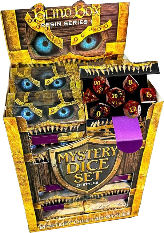 Mimic Dice Custom Resin Blind Box D&D Dice Set - Mystery 7-Piece Polyhedral TTRPG Dice – 1 of 20 Styles Chosen at Random, ...