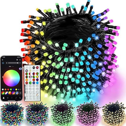 YIQU Smart Color Changing Christmas Lights, 66 FT 200 LED RGB String Lights with Remote App Control and Timer, Music Sync ...