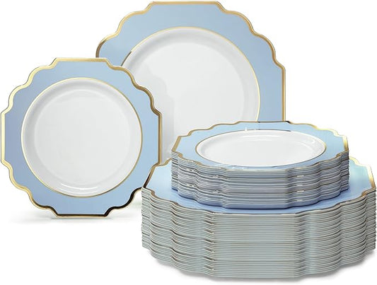 " OCCASIONS " 120 Plates Pack,(60 Guests) Heavyweight Wedding Party Disposable Plastic Plates Set -60 x 10.5'' Dinner + 60...