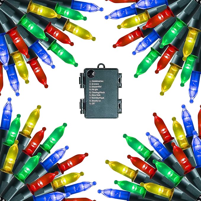 Dazzle Bright Christmas Mini String Lights, 4 Pack Total 64FT 200LED Batter Operated Waterproof Fairy Lights with 8 Modes ...