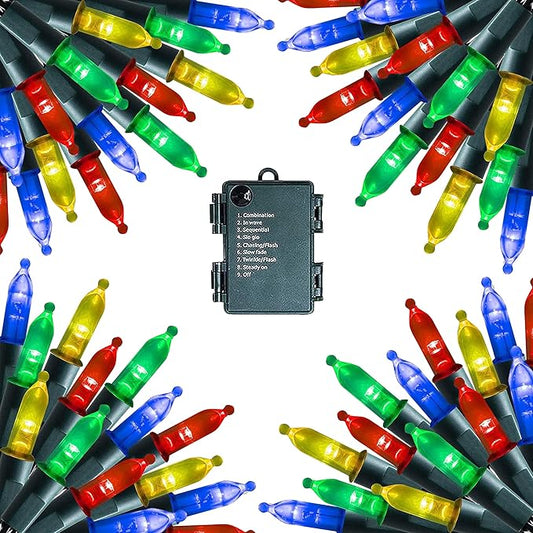 Dazzle Bright Christmas Mini String Lights, 4 Pack Total 64FT 200LED Batter Operated Waterproof Fairy Lights with 8 Modes ...