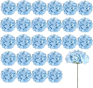 Auihiay 26 Pieces Hydrangea Artificial Flowers Silk Hydrangea Flowers Artificial Flowers Heads with Stems for Home Wedding...