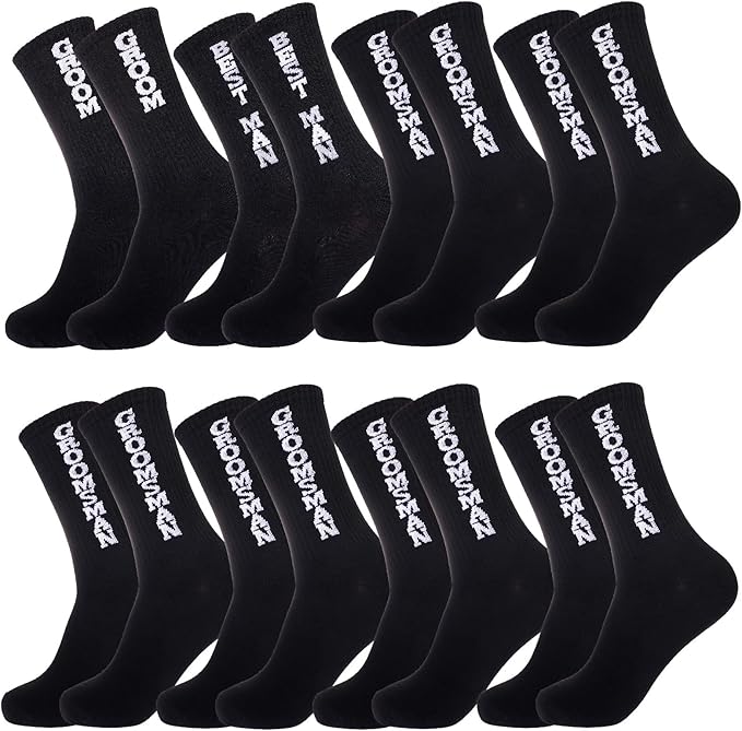 ZXGXLAW 8 Pairs Groom Groomsmen Gifts For Men Wedding Novelty Socks Funny Proposal Gifts Bestman