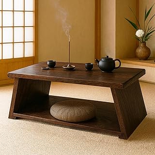 koretech Japanese Low Floor Table Folding Coffee Tables,22.5''x13.5'' Paulownia Wood Tables Tatami Tables Meditation Table...
