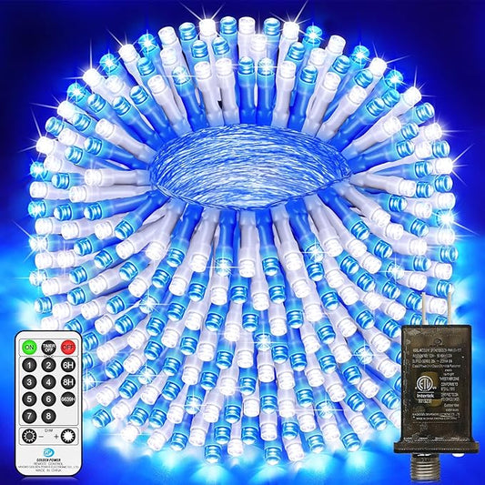 200 FT 500 LED Christmas Lights Outdoor Fairy Lights Plug In Extra Long String Lights Clear Wire Waterproof 8 Modes Timer ...