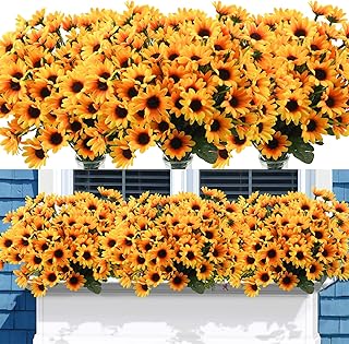 Uieke 24 Bundles Sunflowers Artificial Flowers Daisy Mums 24 Stems Fake Fall Flowers Outdoor UV Resistant No Fade Shrubs f...