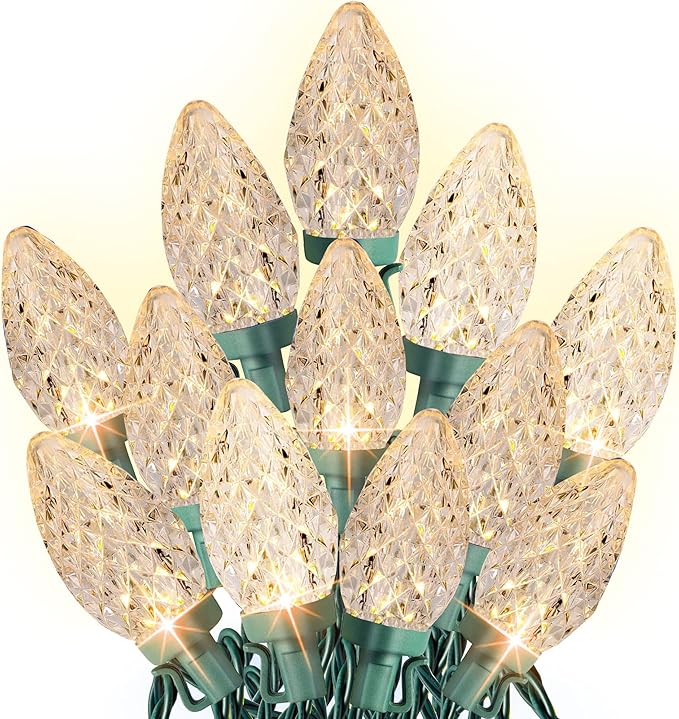 Dazzle Bright C9 Christmas String Lights, 100 LED 66 FT Waterproof Connectable Green Wire Fairy Lights, Christmas Lights f...