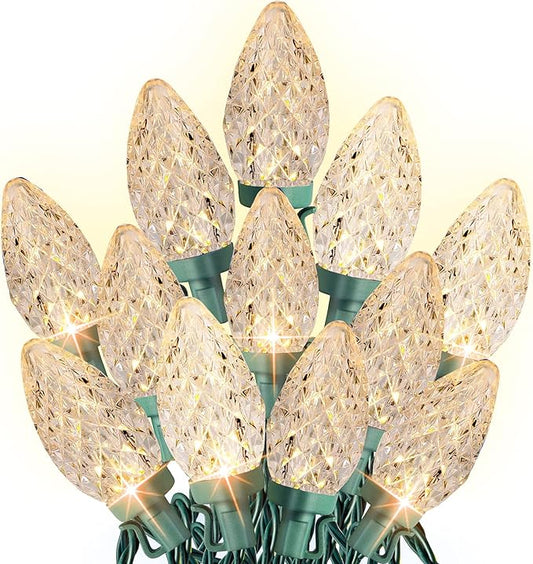 Dazzle Bright C9 Christmas String Lights, 100 LED 66 FT Waterproof Connectable Green Wire Fairy Lights, Christmas Lights f...