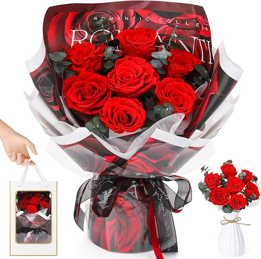 NYSALLA 7 Forever Flowers for Delivery,Preserved Flowers Roses Bouquet,Sophisticated Packaging Preserved Flower Bouquet fo...