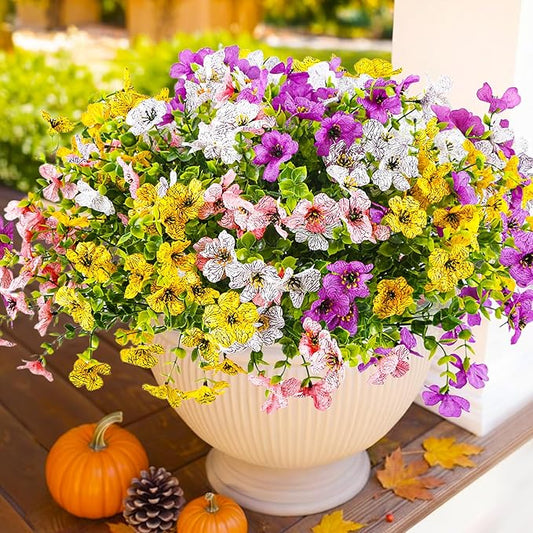 EPIMA 12 Bundles Outdoor Artificial Flowers for Home Decoration,Mixed Realistic Plastic Fake Plants Flowers for Porch Pati...