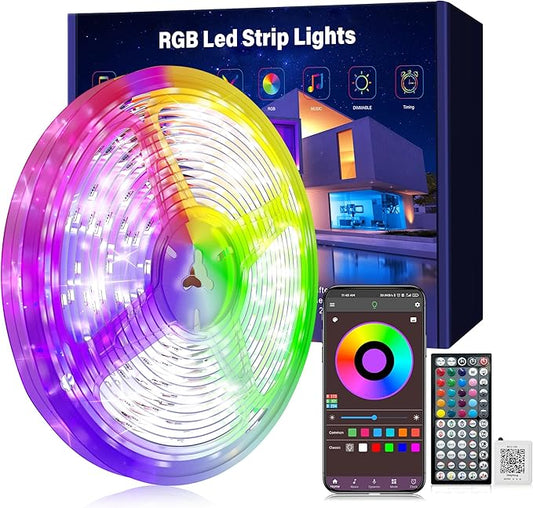 Ledagic Led Lights for Bedroom 100ft (1 Rolls of 100ft) Music Sync Color Changing Led Strip Lights with 60 Key Remote and ...