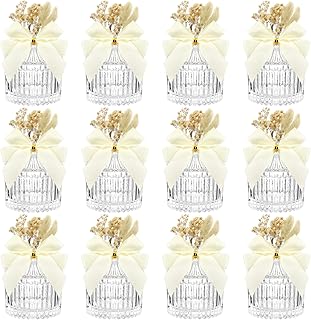 Honeydak 12 Sets Glass Candy Jar with Lids Elegant Crystal Decorative Candy Dish Candle Holders for Guests with Dried Flow...