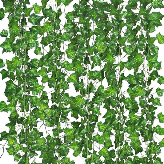 12 Pack Fake Vines for Room Decor Artificial Ivy Garland with Clip Green Flowers Hanging Plants Faux Greenery Leaves Bedro...