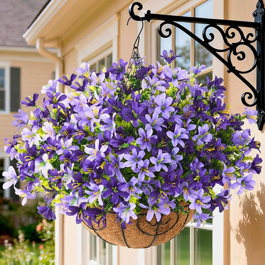 INQCMY Artificial Hanging Flowers for Outdoors, 5 Bundles UV Resistant Artificial Hanging Baskets,All Weather Fake Flowers...