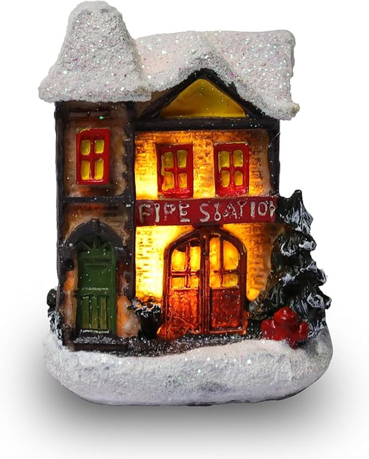 4'' Christmas Light Up Village Houses LED Lights Christmas Scene Display Resin indoor Christmas Decor Table Ornaments Xmas...