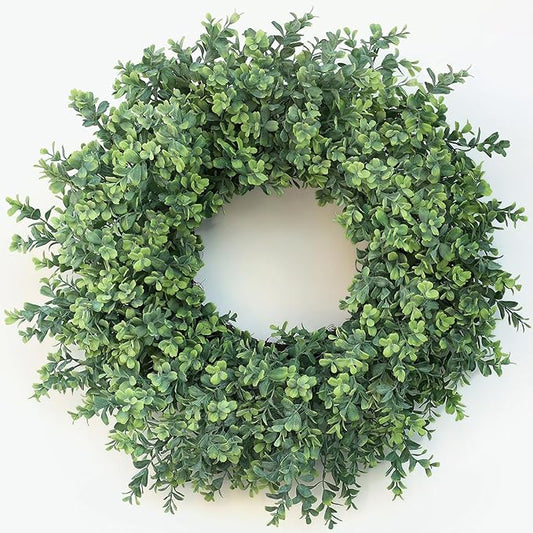 26'' Large Boxwood Wreath for Front Door, Porch, Window- Artificial Boxwood Leaves Greenery Outdoor Wreath for Home, Farmh...