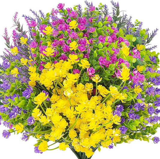 HIFIDECKY 24 Bundles Artificial Flowers for Outdoors UV Resistant Spring Flowers Artificial for Decoration Fake Flowers Ou...