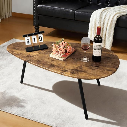 WDSHIYI Modern Coffee Table for Living Room Small Mid Century Coffee Tables Rustic Oval Coffee Tables Retro Accent Sofa Ce...
