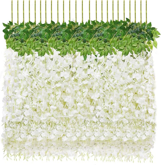 jabeick 12 PCS Wisteria Hanging Flowers, 3.6ft Fake Wisteria Vines Artificial Wisteria Garland Silk Flower String for Wedd...