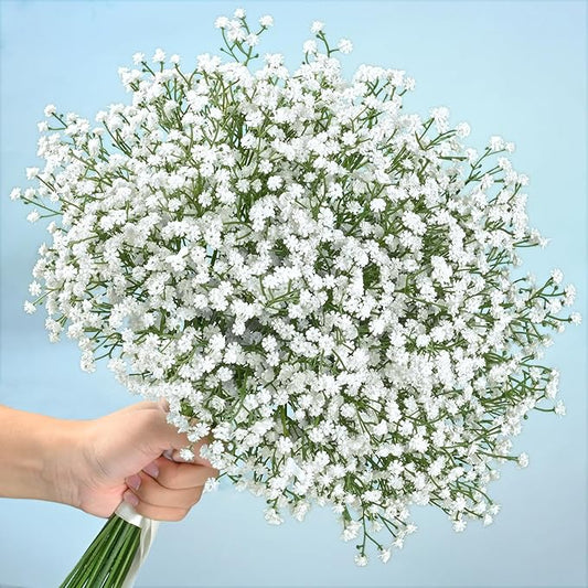 Artflower Babys Breath Artificial Flowers, 12Pcs Baby Breath Flowers Artificial Bulk, Fake White Gypsophila Babies Breath ...