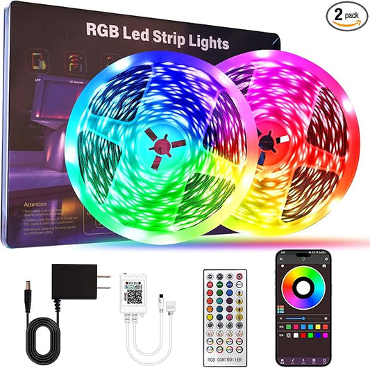 HBOWMDJIA Led Lights for Bedroom 200 FT (2 Rolls 100 FT), with Remote and Application Control RGB Color Changing LED Strip...