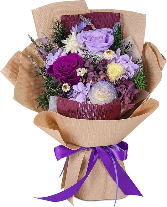 Loveliome Preserved Flowers Bouquet Natural Long Lasting Real Flowers, Forever Love Eternal Rose Flower Decorative, Annive...