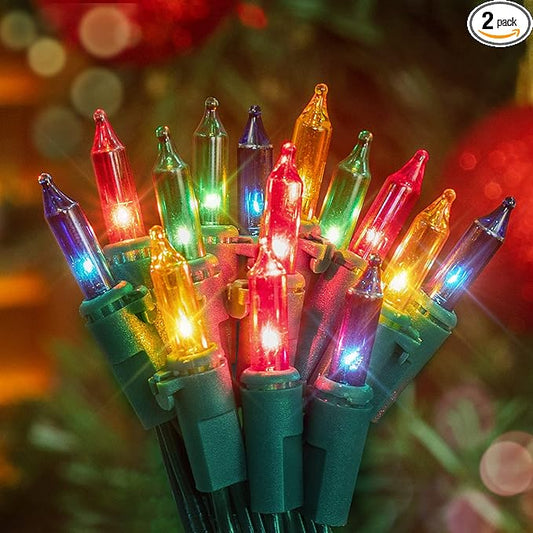 Hopolon Mini Christmas Lights, 2 Pack 23ft 100L String Lights, 120V Plug in Extendable Xmas Tree Lights for Christmas, Pat...