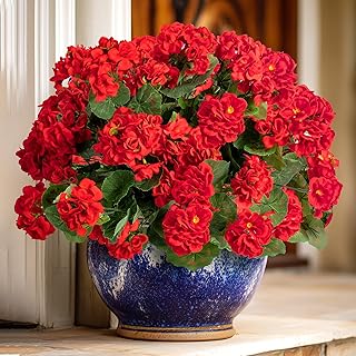 Uqueeten Artificial Flowers for Outdoors Artificial Geranium,8PCS Fake Flower Geranium Artificial Plant Home Decor,Silk Ge...