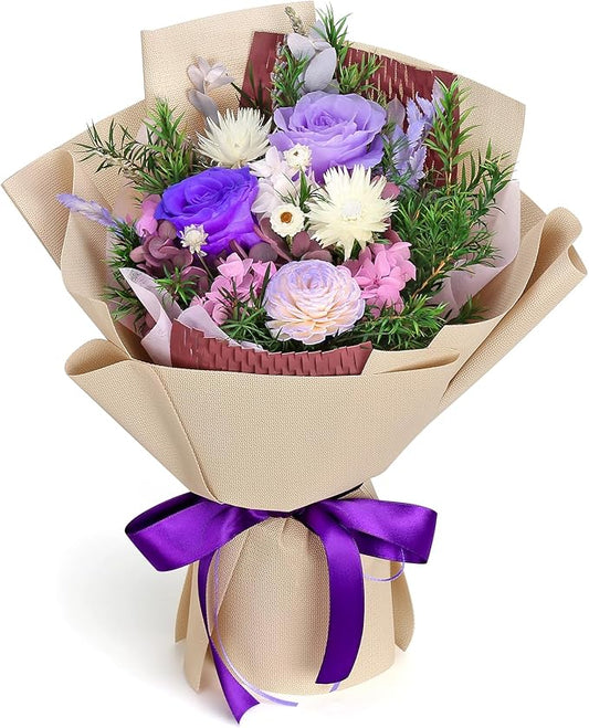 Bloom's Diary Preserved Flowers Bouquet, Flowers for Delivery Prime, Birthday Gifts for Women, Wife, Mother, Her (Purple)