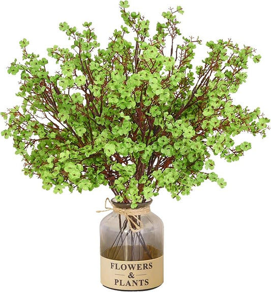 Yastouay 5 Pcs Silk Green Fake Flowers Babys Breath Flowers Artificial Bulk, Spring Fowers Artificial for Decoration for D...