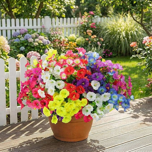 Hotop 20 Bundles Artificial Morning Glory Flowers for Outdoor Fall Autumn UV Resistant Artificial Flowers Faux Silk Petuni...