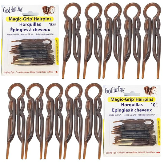 Good Hair Days Hair Pins - 2 1/2" Plastic, U-shaped Magic Grip Hairpins, Strong Durable Pins For Fine, Thick & Long Hair, ...