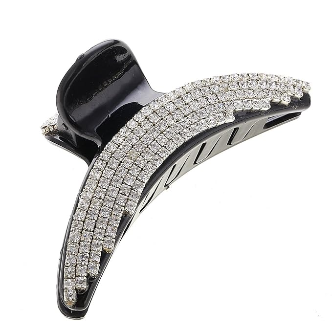 Exquisite Black Acrylic Full Diamond Rhinestones Hair Jaw Clips Hairpin - Women Lady Fancy Bathe Hair Claw Clip for Thick ...